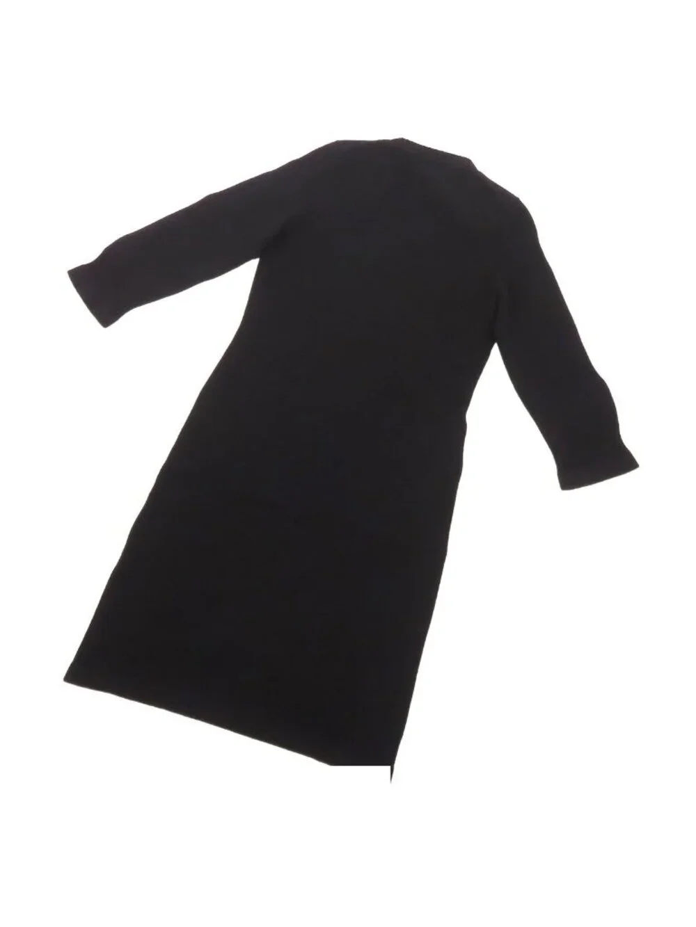 Chanel Knit Dress Black Cashmere Three Quarter Sleeve CC Logo Coco Buttons 36
